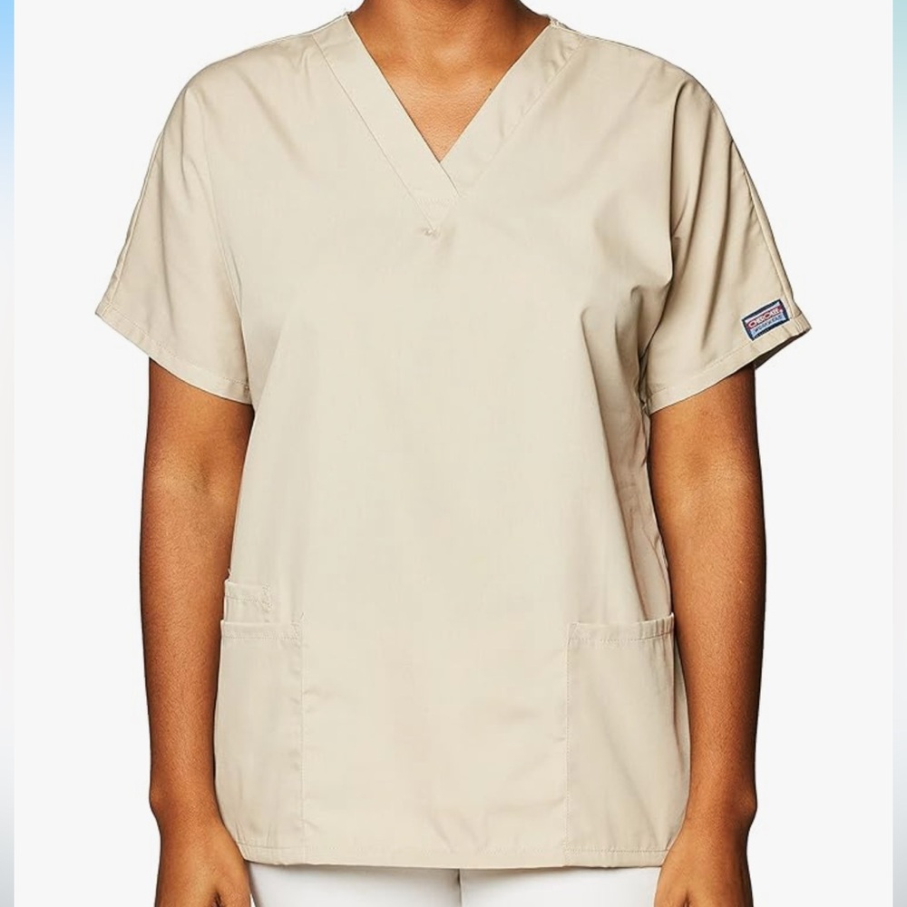Women's Tan V-Neck Scrub Top